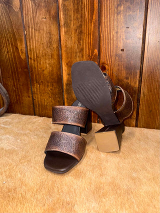 Women's Roper Stella Brown Tooled Leather Sandal