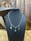 Sterling Silver Charm Necklaces-Necklaces-LJ Turquoise-Lucky J Boots & More, Women's, Men's, & Kids Western Store Located in Carthage, MO