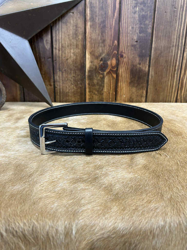 Texas Saddlery Black Waffle Belt-Belts-Texas Saddlery-Lucky J Boots & More, Women's, Men's, & Kids Western Store Located in Carthage, MO