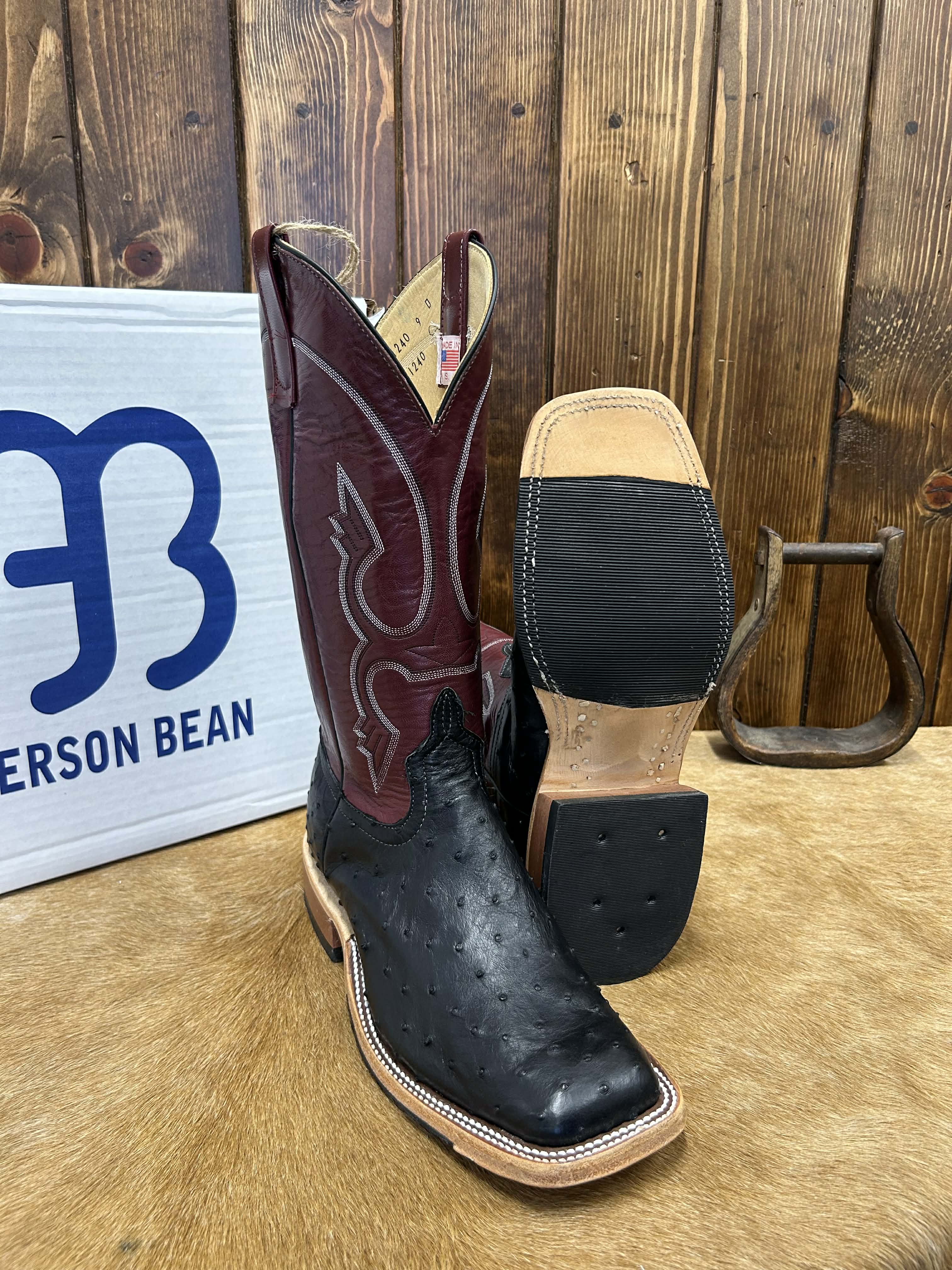 Men's Anderson Bean Black Full Quill Ostrich Boot-Men's Boots-Anderson Bean-Lucky J Boots & More, Women's, Men's, & Kids Western Store Located in Carthage, MO