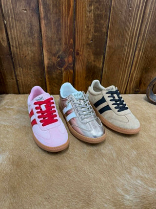 Corkys sneakers, Hey Girl shoes, Heads Up lace-up, women’s retro sneakers, comfortable fashion sneakers, gum sole shoes, trendy women's footwear, pink sneakers