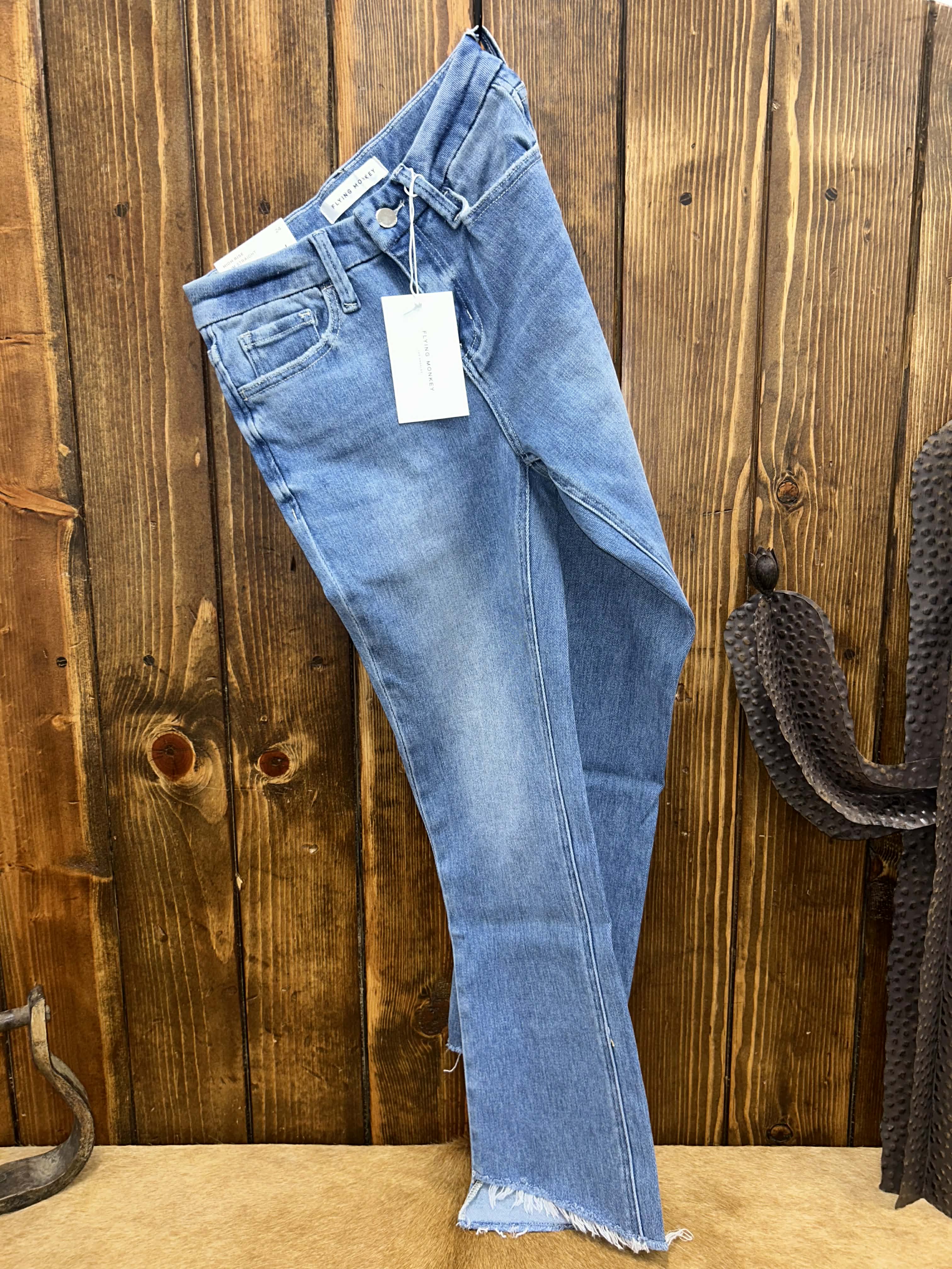 Women's Flying Monkey Gianna High Rise Slim Straight Jean-Women's Denim-Flying Monkey-Lucky J Boots & More, Women's, Men's, & Kids Western Store Located in Carthage, MO