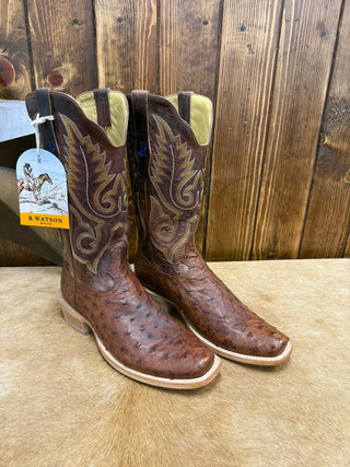 Men's R. Watson Brass Full Quill Ostrich Boot-Men's Boots-R. Watson-Lucky J Boots & More, Women's, Men's, & Kids Western Store Located in Carthage, MO