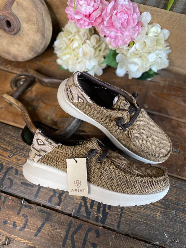 Mens Hilo Stretch Lace Casual Shoe in Sand and Aztec Cream-Men's Casual Shoes-Ariat-Lucky J Boots & More, Women's, Men's, & Kids Western Store Located in Carthage, MO