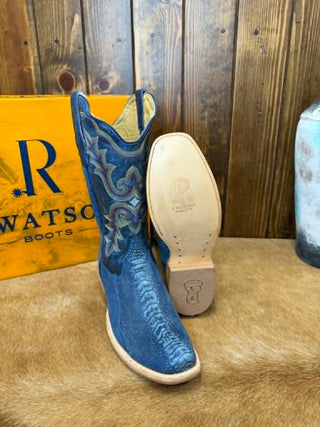 Men's R. Watson Blue Jean Sueded Ostrich Leg Boot