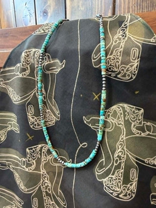 Navajo pearls, turquoise necklace, Southwestern jewelry, boho beaded necklace, western accessories, turquoise jewelry for women, handcrafted style necklace.