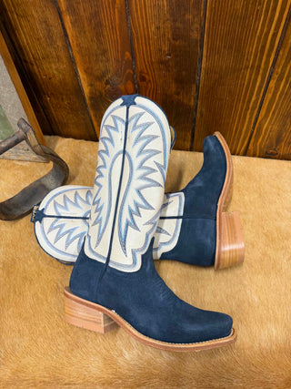 Hyer Rose Hill Boots, Navy Roughout Boots, Women's Cutter Toe Boots, Western Fashion, Blue Leather Cowboy Boots, Goodyear Welt Boots, Premium Western Footwear, HYER Boots Women