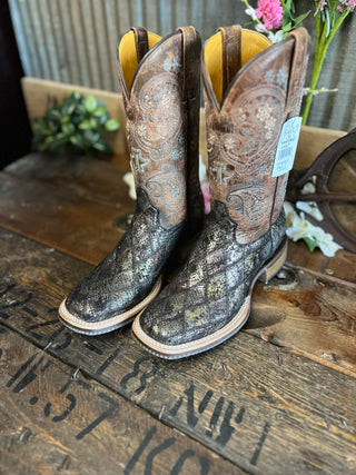 Women's Tin Haul Paisely Square Toe Boot-Women's Boots-Tin Haul-Lucky J Boots & More, Women's, Men's, & Kids Western Store Located in Carthage, MO