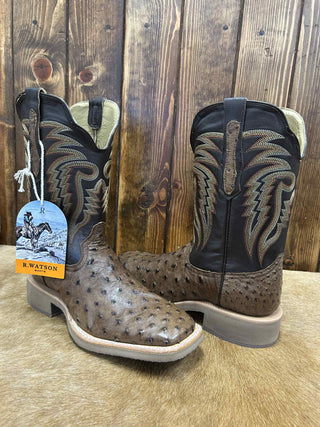 Men's R. Watson Kango Tobacco Full Quill Ostrich Boot-Men's Boots-R. Watson-Lucky J Boots & More, Women's, Men's, & Kids Western Store Located in Carthage, MO