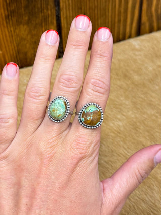 Turquoise Ring, Sterling Silver Jewelry, D&D Stamped Silver, Artisan Turquoise Ring, Southwestern Style Ring, Handcrafted Turquoise Jewelry, Genuine Stone Ring.