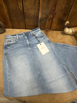 Hidden Holly Denim Midi Skirt-Women's Denim-HIDDEN-Lucky J Boots & More, Women's, Men's, & Kids Western Store Located in Carthage, MO