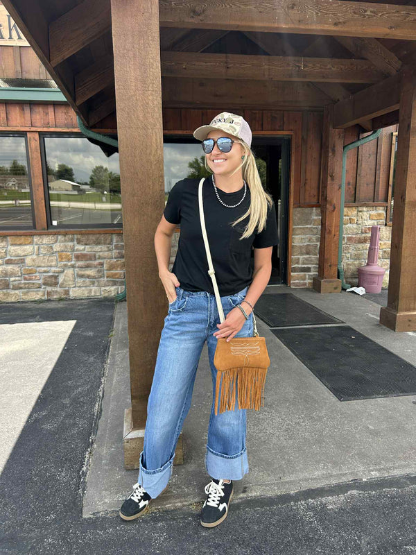 Women's Vervet Sloan Super High Rise Cuffed Baggy Wide Leg Jean-Women's Denim-Flying Monkey-Lucky J Boots & More, Women's, Men's, & Kids Western Store Located in Carthage, MO