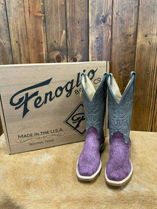 Fenoglio boots, women's western boots, wild boar leather boots, bordeaux cowboy boots, handmade Texas boots, blue eagle shaft boots, ranch tough footwear