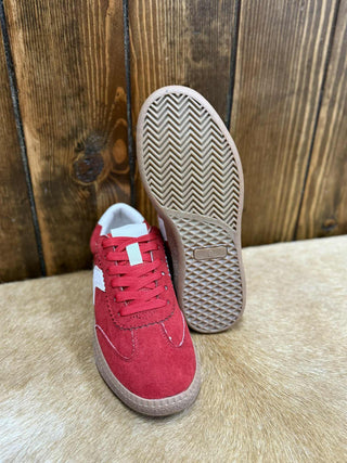 Corkys Spoiler Alert Sneakers in Red Faux Suede-Women's Casual Shoes-Corkys Footwear-Lucky J Boots & More, Women's, Men's, & Kids Western Store Located in Carthage, MO