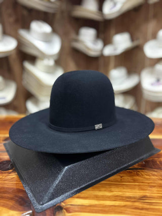 Resistol 100X Black Open Crown Felt Hat 4 1/4" Brim-Felt Cowboy Hats-Resistol-Lucky J Boots & More, Women's, Men's, & Kids Western Store Located in Carthage, MO