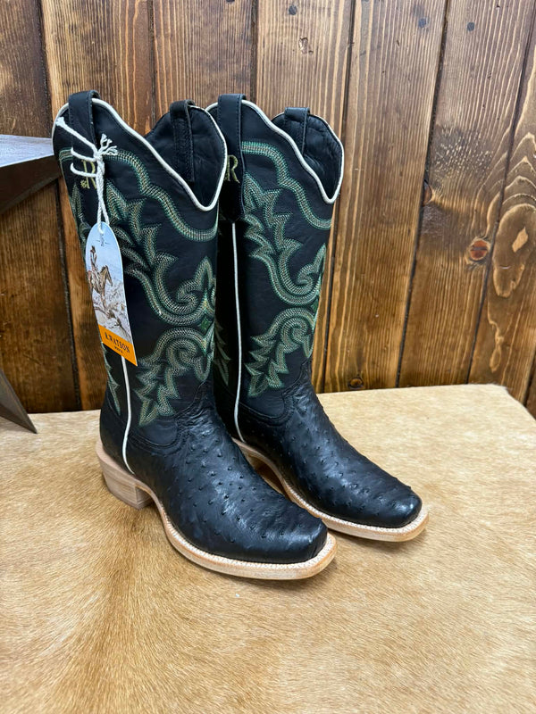 Women's R. Watson Black Full Quill Ostrich Boot-Women's Boots-R. Watson-Lucky J Boots & More, Women's, Men's, & Kids Western Store Located in Carthage, MO