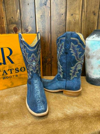 Men's R. Watson Blue Jean Sueded Ostrich Leg Boot