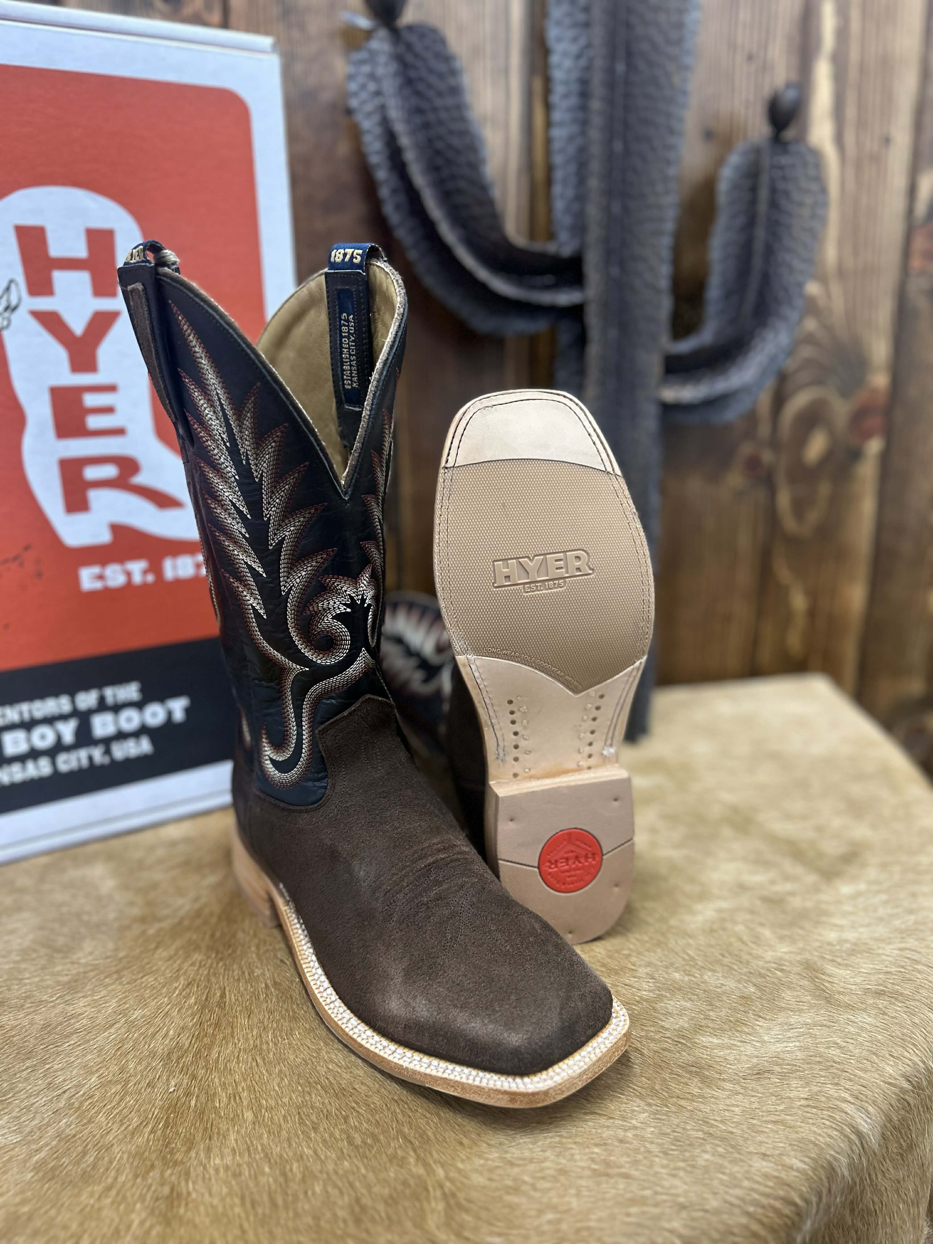 Men's Hyer Kincaid Chestnut Napped Roughout Boot-Men's Boots-HYER Boots-Lucky J Boots & More, Women's, Men's, & Kids Western Store Located in Carthage, MO