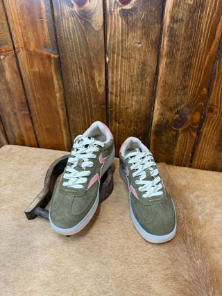 Shu Shop sneakers, olive suede shoes, women's fashion sneakers, Peaches shoe, green suede sneakers, vintage style footwear, comfortable street shoes