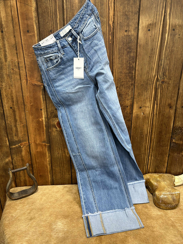 Vervet Claire High Rise Cuffed Wide Leg Jean
