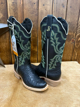 Women's R. Watson Black Full Quill Ostrich Boot-Women's Boots-R. Watson-Lucky J Boots & More, Women's, Men's, & Kids Western Store Located in Carthage, MO