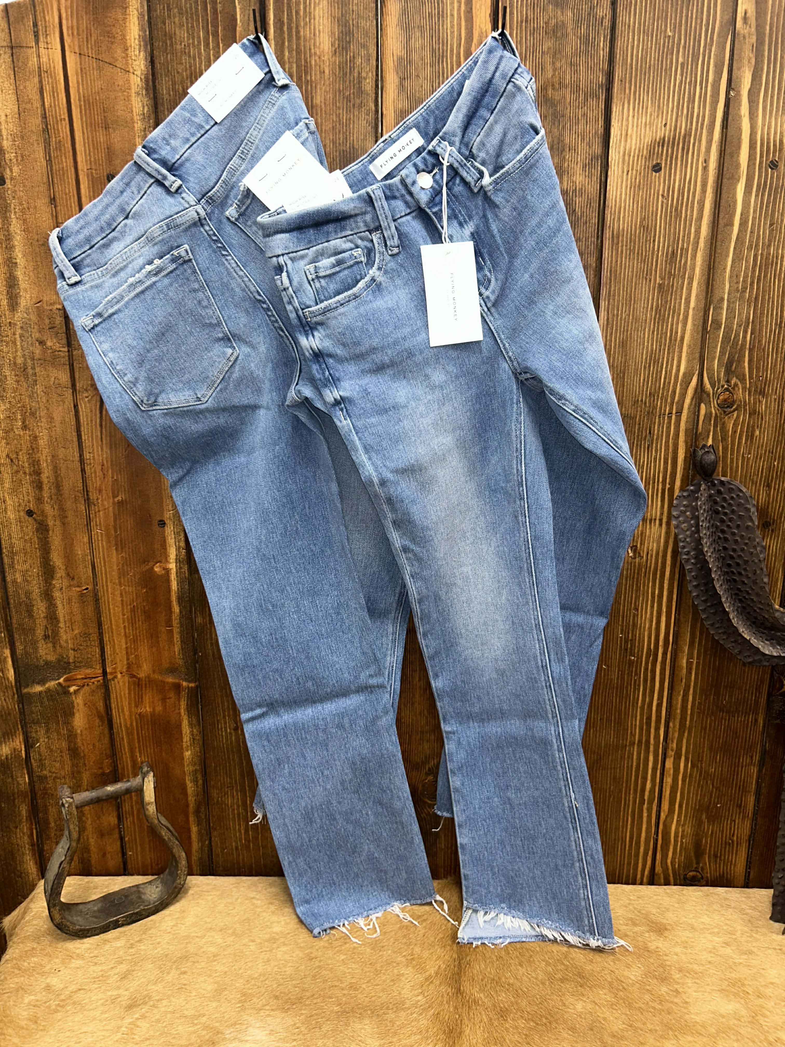 Women's Flying Monkey Gianna High Rise Slim Straight Jean-Women's Denim-Flying Monkey-Lucky J Boots & More, Women's, Men's, & Kids Western Store Located in Carthage, MO