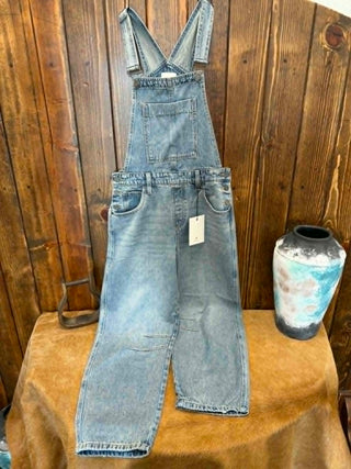 Women's Denim Overalls, Barrel Leg Overalls, Cropped Denim Overalls, Hidden Iris Jeans, Light Wash Overalls, Relaxed Fit Denim, One-Piece Outfits, Trendy Women's Apparel