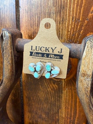 sterling silver earrings, variscite jewelry, heart stud earrings, handcrafted silver earrings, boho southwestern jewelry, green stone earrings, Hada Collection jewelry