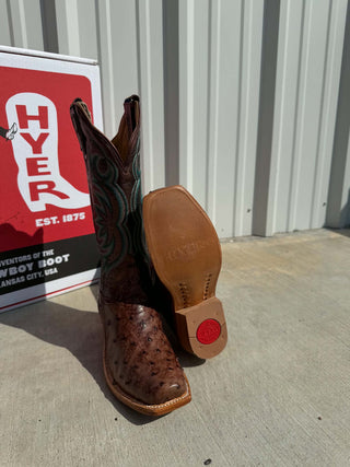 Women's Hyer Colby Tobacco Full Quill Waxy Ostrich Boot
