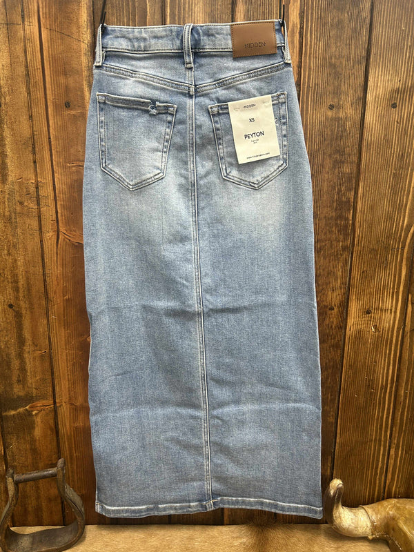 Hidden Holly Denim Midi Skirt