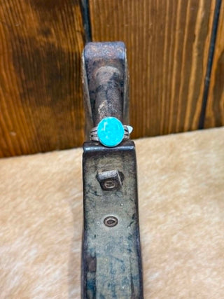 Kingman Turquoise ring, sterling silver jewelry, size 8 turquoise ring, D&D stamped silver, Southwestern style ring, artisan handmade jewelry, Bailey Ring turquoise.
