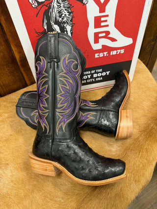 Women's Hyer Colby Black Classic Full Quill Ostrich Boot