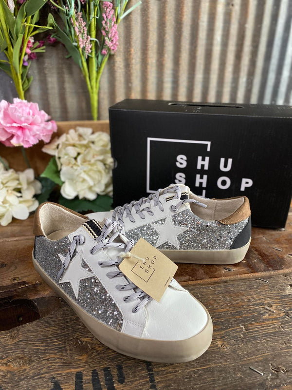 Shu Shop Paula Sneaker in Silver Sparkle *FINAL SALE*-Women's Casual Shoes-Shu Shop-Lucky J Boots & More, Women's, Men's, & Kids Western Store Located in Carthage, MO