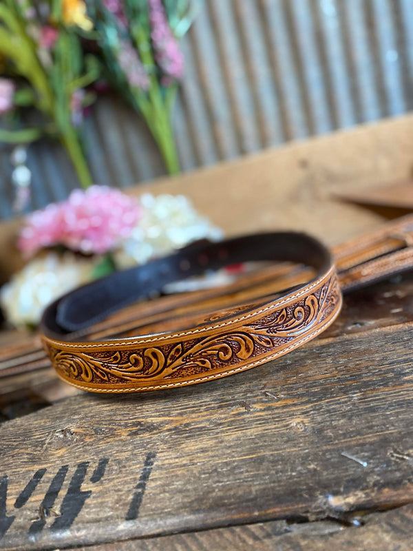Men's Ranger Natural Lace & Tooled Belt-Men's Belts-WESTERN FASHION ACCESSORIES-Lucky J Boots & More, Women's, Men's, & Kids Western Store Located in Carthage, MO