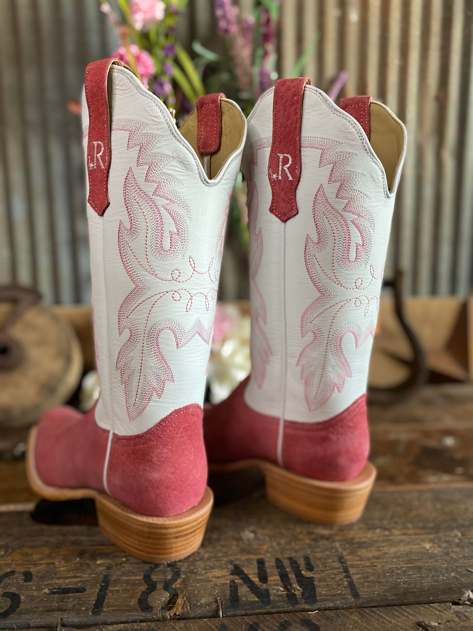 Women's R Watson Rose Roughout & Winter White-Women's Boots-R. Watson-Lucky J Boots & More, Women's, Men's, & Kids Western Store Located in Carthage, MO