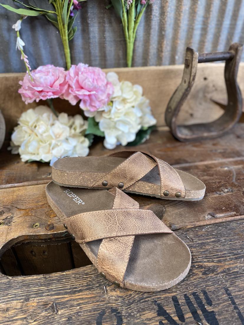 Delaney Sandal in Tan-Women's Casual Shoes-Roper-Lucky J Boots & More, Women's, Men's, & Kids Western Store Located in Carthage, MO