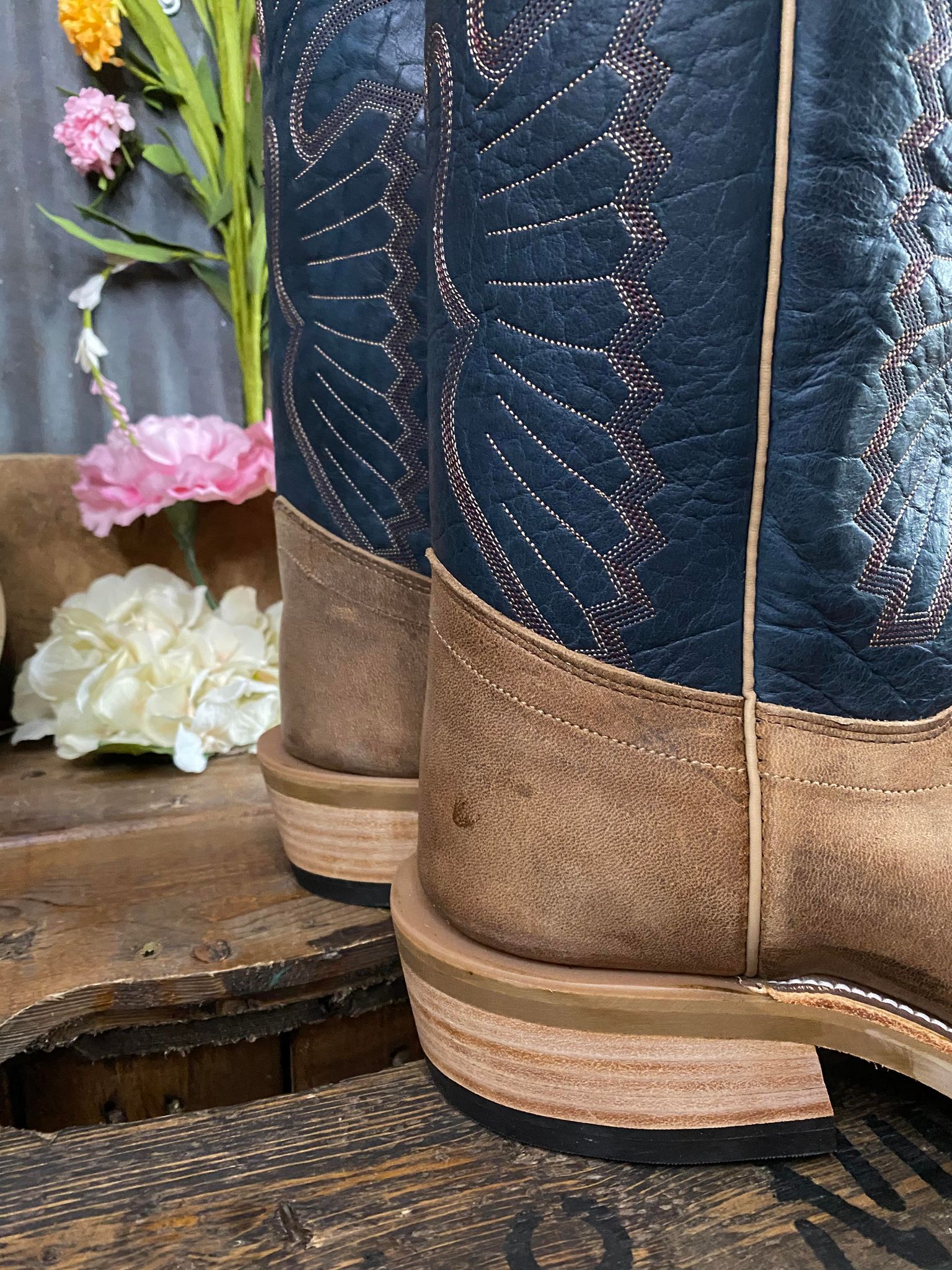 Men's Olathe Sand Angry Elk Tall Top Boots-Men's Boots-Anderson Bean-Lucky J Boots & More, Women's, Men's, & Kids Western Store Located in Carthage, MO