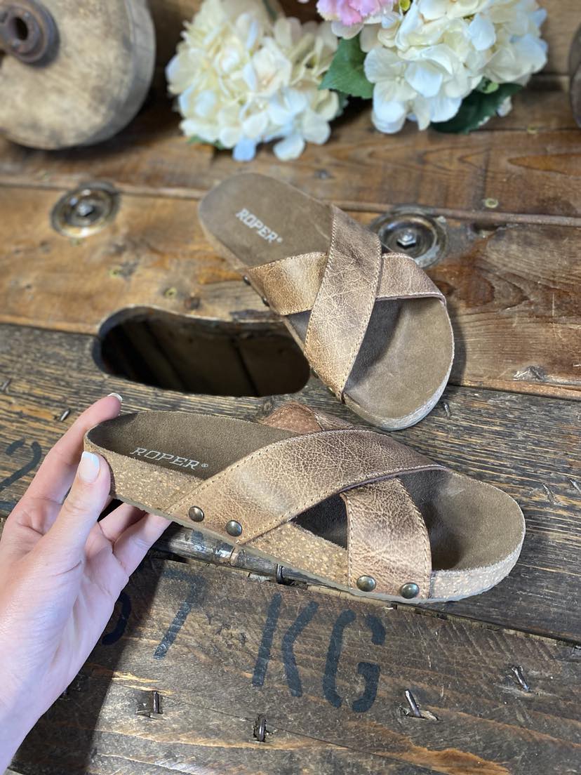 Delaney Sandal in Tan-Women's Casual Shoes-Roper-Lucky J Boots & More, Women's, Men's, & Kids Western Store Located in Carthage, MO