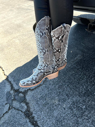 R. Watson Womens Black & White B/C Python-Women's Boots-R. Watson-Lucky J Boots & More, Women's, Men's, & Kids Western Store Located in Carthage, MO