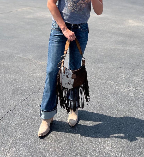 STS Cowhide Nellie Fringe Bag-Handbags-Carrol STS Ranchwear-Lucky J Boots & More, Women's, Men's, & Kids Western Store Located in Carthage, MO
