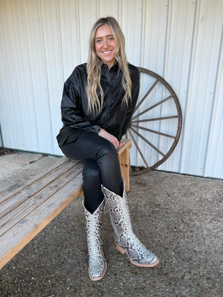 R. Watson Womens Black & White B/C Python-Women's Boots-R. Watson-Lucky J Boots & More, Women's, Men's, & Kids Western Store Located in Carthage, MO