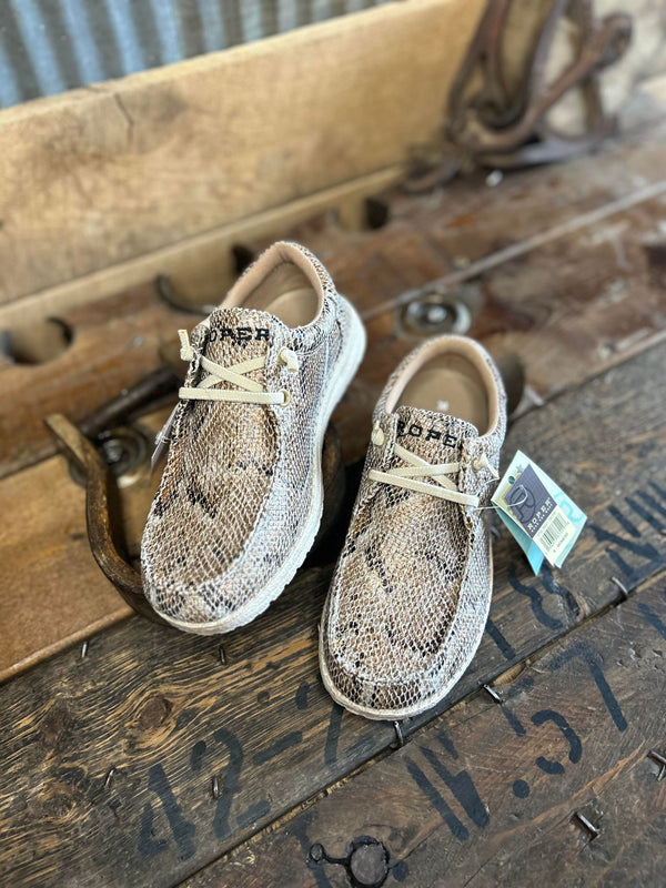 Women's Roper Hang Loose-Brown Snake Leather-Women's Casual Shoes-Roper-Lucky J Boots & More, Women's, Men's, & Kids Western Store Located in Carthage, MO