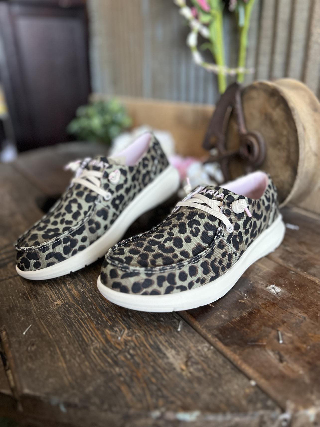 Women's Ariat Hilo Sneakers in Olive Leopard-Women's Casual Shoes-Ariat-Lucky J Boots & More, Women's, Men's, & Kids Western Store Located in Carthage, MO