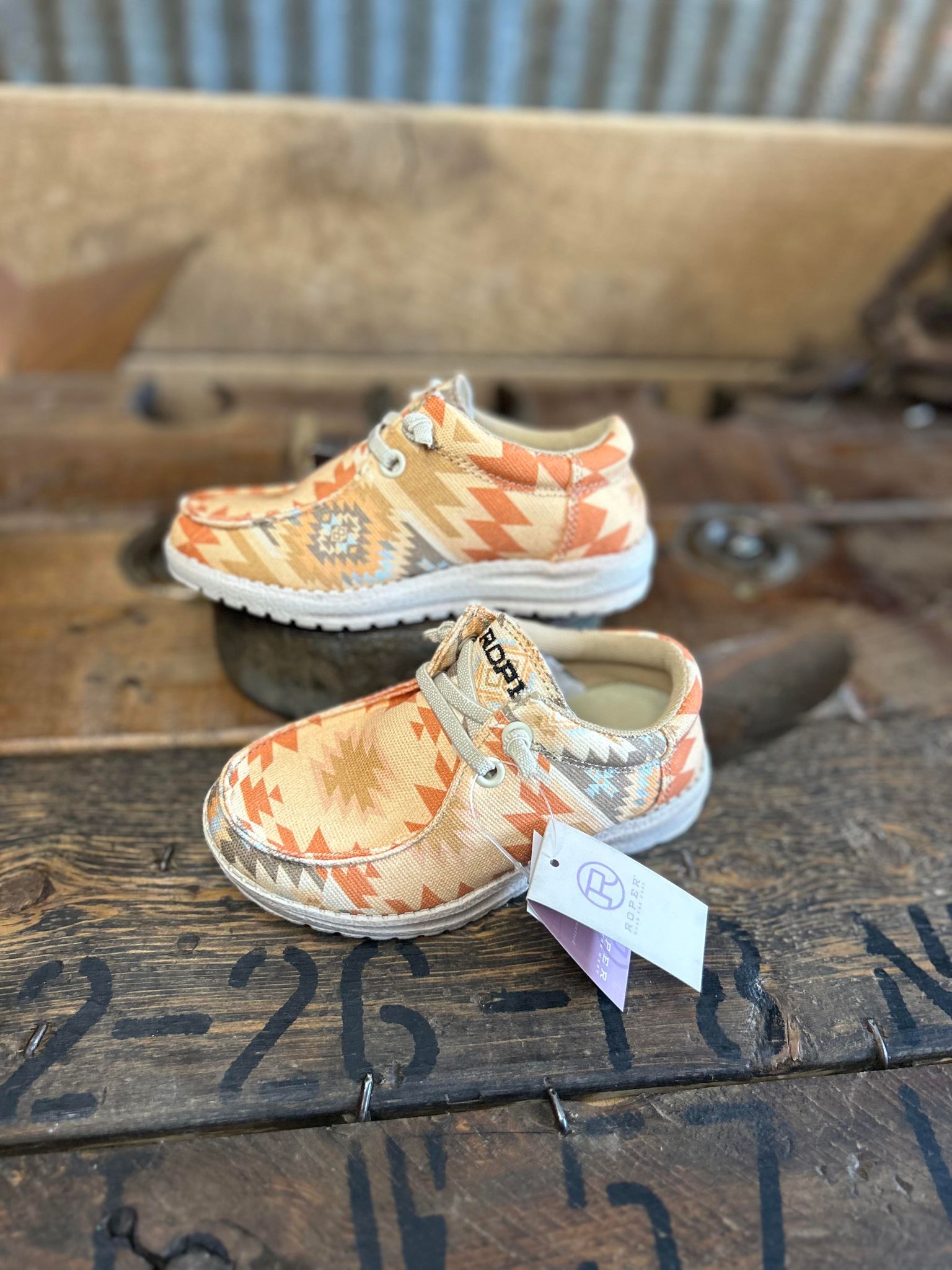Kid's Roper Hang Loose-Tan Aztec *FINAL SALE*-Kids Casual Shoes-Roper-Lucky J Boots & More, Women's, Men's, & Kids Western Store Located in Carthage, MO