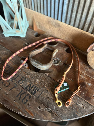 H512 Laced Barrel Rein 5/8x 7'6"-Barrel Reins-Berlin Leather-Lucky J Boots & More, Women's, Men's, & Kids Western Store Located in Carthage, MO