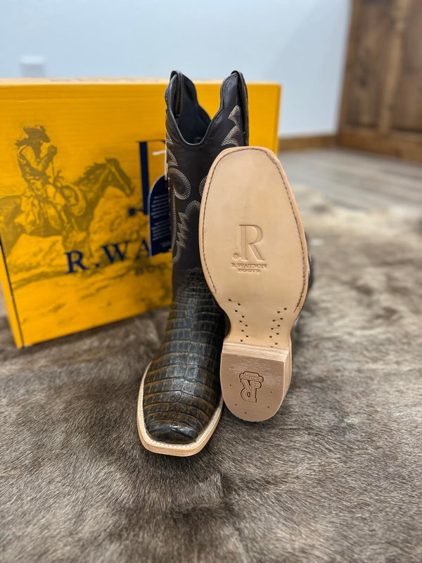 R. Watson Golden Chocolate Caiman Belly & Vintage Amber Calf-Men's Boots-R. Watson-Lucky J Boots & More, Women's, Men's, & Kids Western Store Located in Carthage, MO