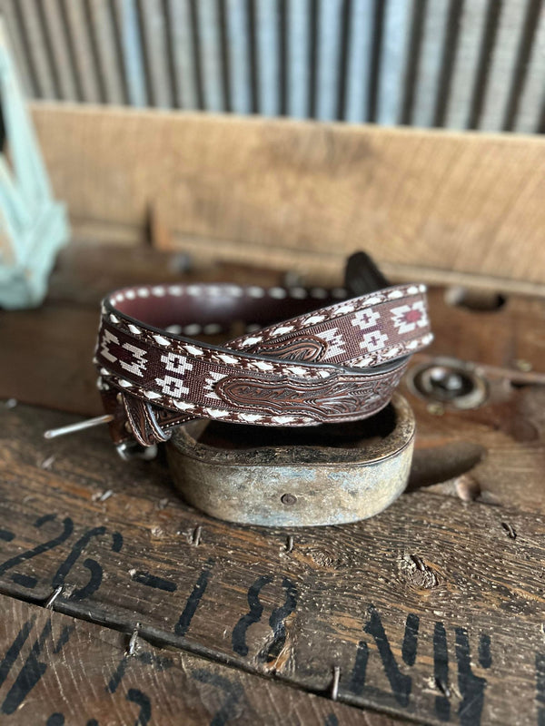 N210002702 Nacona Burgundy Aztec Belt-Belts-M & F Western Products-Lucky J Boots & More, Women's, Men's, & Kids Western Store Located in Carthage, MO