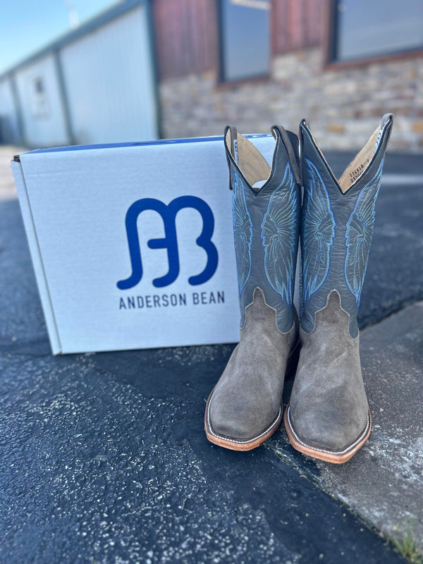 Men's AB Stone Waxy Kudu & Charcoal Kidskin-Men's Boots-Anderson Bean-Lucky J Boots & More, Women's, Men's, & Kids Western Store Located in Carthage, MO