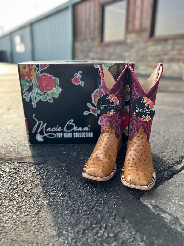 Women's MB Antique Saddle FQ Ostrich-Women's Boots-Macie Bean-Lucky J Boots & More, Women's, Men's, & Kids Western Store Located in Carthage, MO