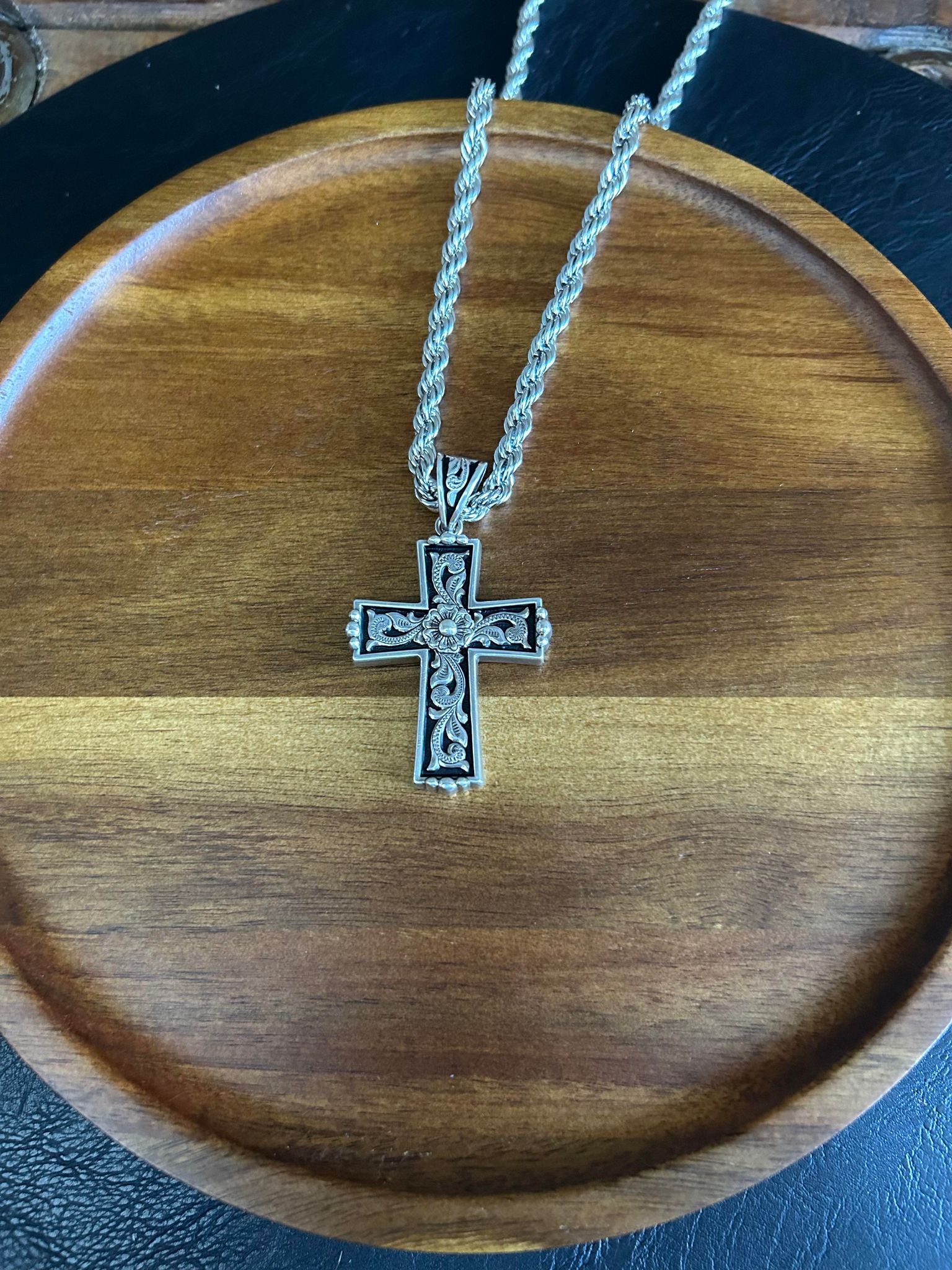 Men's Twister Silver Cross Necklace-Necklaces-M & F Western Products-Lucky J Boots & More, Women's, Men's, & Kids Western Store Located in Carthage, MO